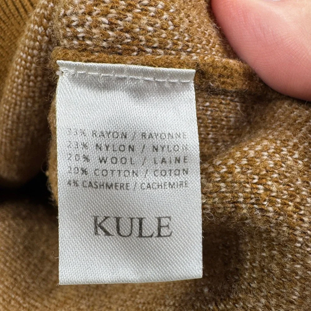 Kule Mens Sweater Argyle Crewneck Brown Navy Blue‎ Medium Wool Cashmere Blend